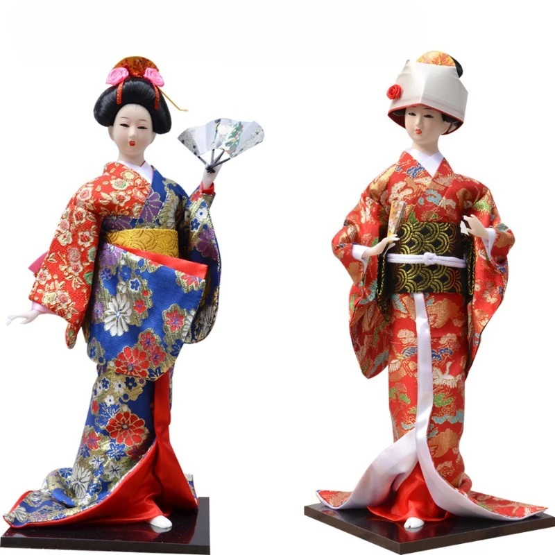 16Inch Japanese Style Geisha Doll Kimono Doll Decoration Desktop Adornment Handmade Geisha Statuette 3D Geisha Doll