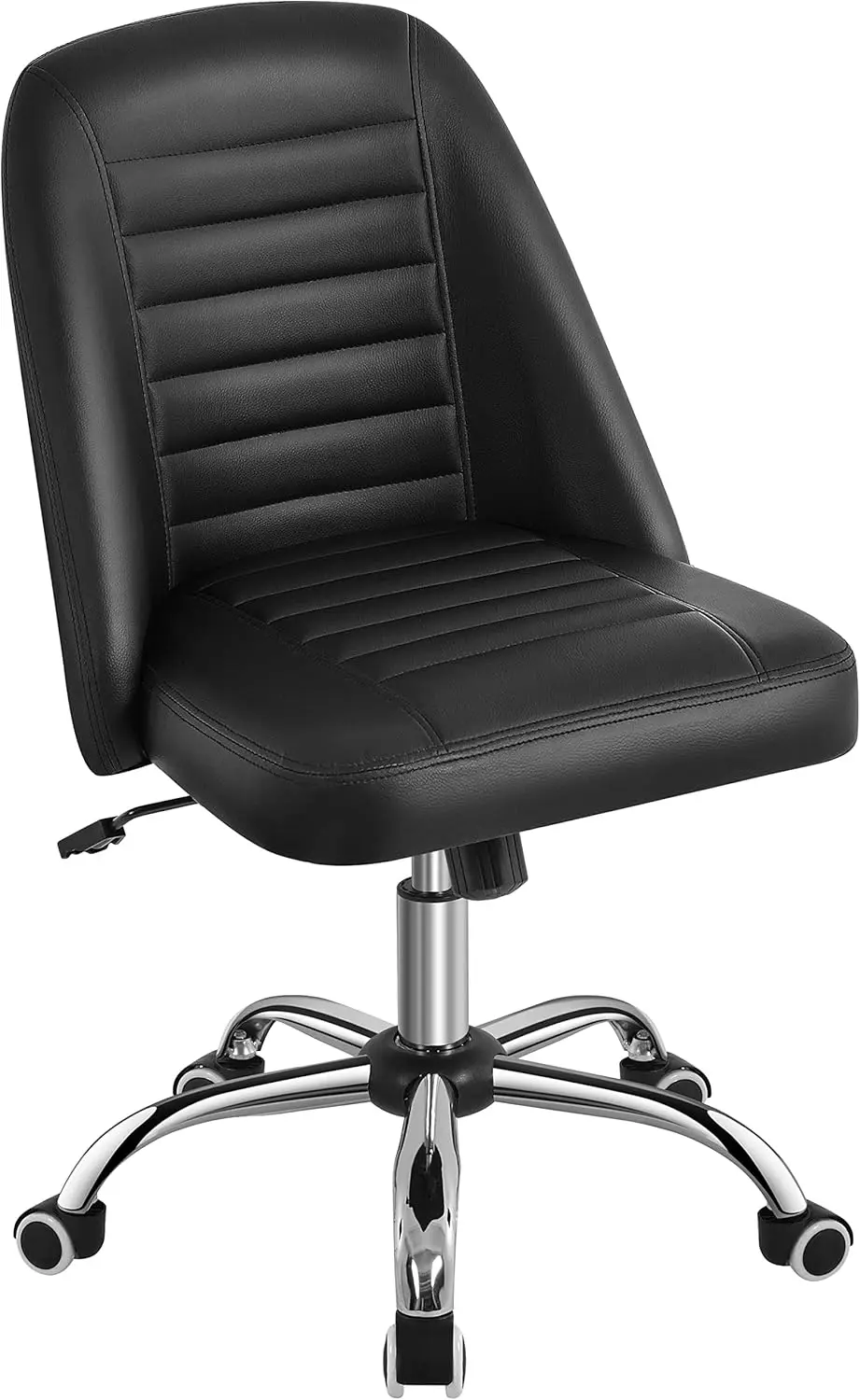 

Modern Mid Back PU Leather Armless Office Chair with Rolling Wheels, Adjustable Height and Tilt for Home or Business Use