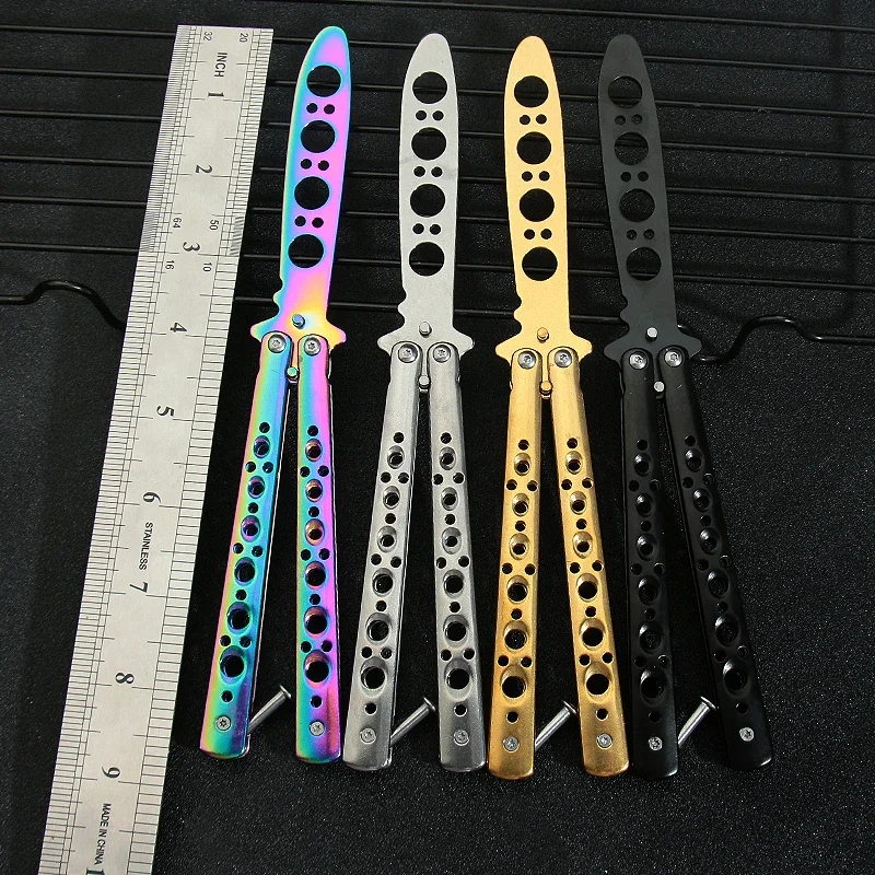 Aço inoxidável Folding Butterfly Knife, Uncut Trainer, Pocket Practice Training, Uncut Tool for Outdoor Games, Movimentos de mão