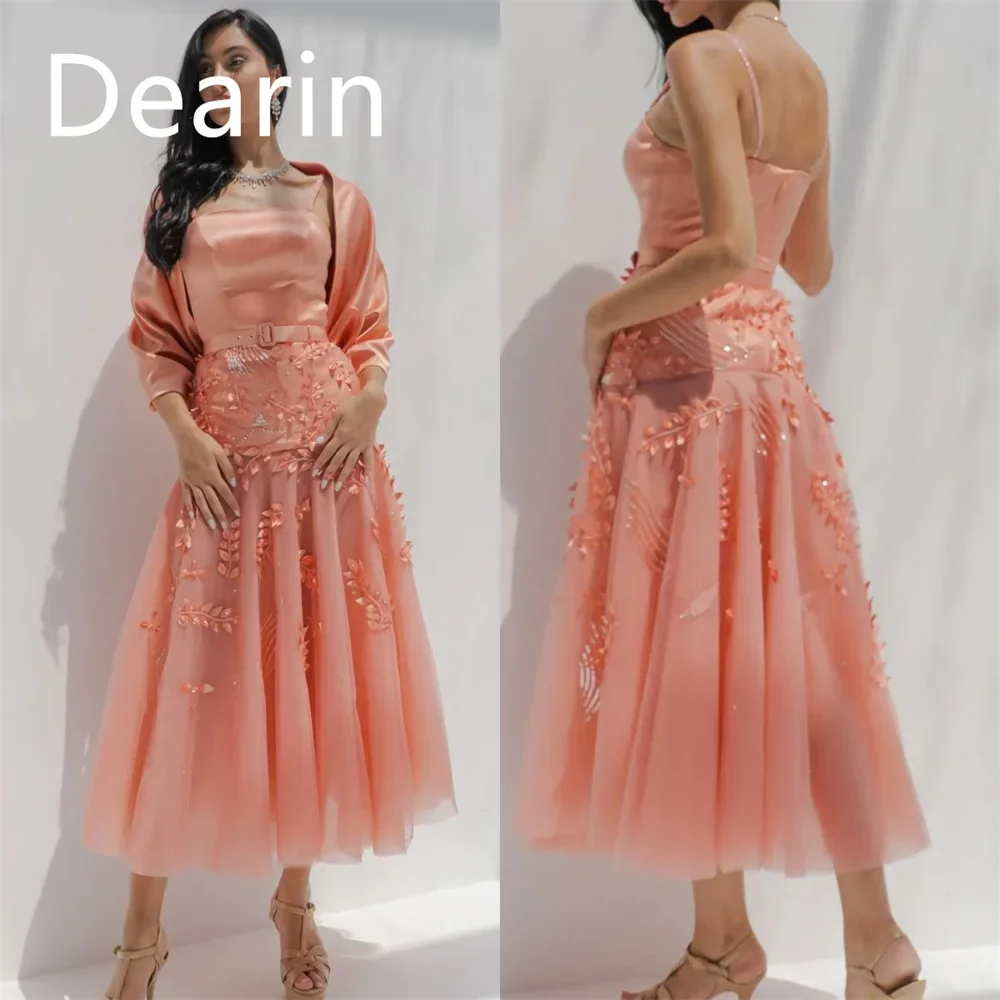 Customized YPMWZX Square Collar A-line Ankle length Skirts Draped Ribbon Bespoke Occasion Dresses