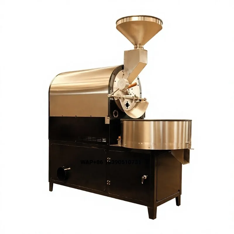 Stainless Steel Coffee Bean Roaster Machine Roasting Cooling Mixing Heating Hot Air Dust Collection for Coffee Processing