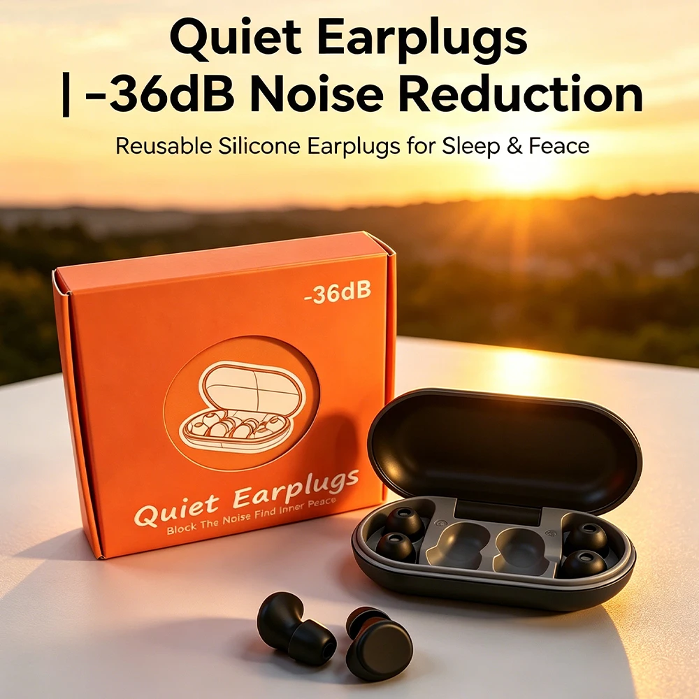 

36dB Noise Cancelling Ear Plugs for Sleeping for Side Sleepers - Reusable Sound Blocking Protection for Snoring, Travel & Focus