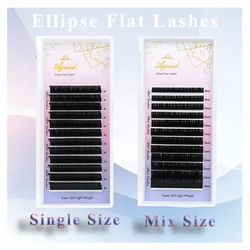 AGUUD 0.15 0.20 C CC D DD Super Black Ellipse Flat Eyelash Extensions Split Tip Ellipse Flat Cashmere Lashes Double Split Tips