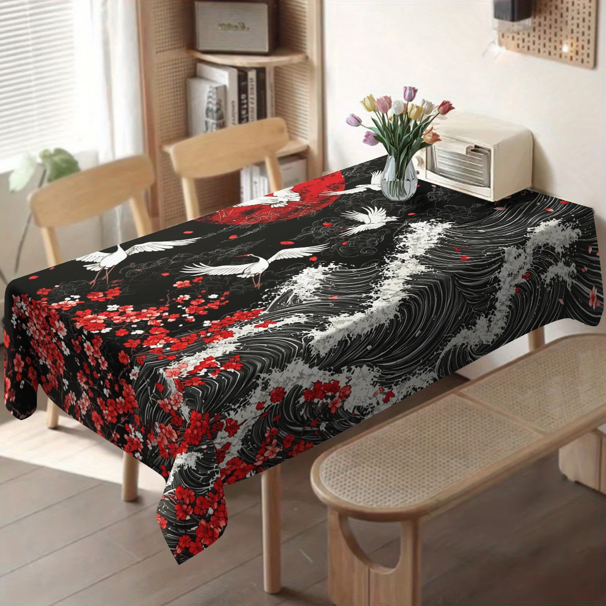 Ancient Egyptian Hieroglyph Pattern Polyester Tablecloth - Decorative Dining Table Cover, Artistic Home Table Decoration