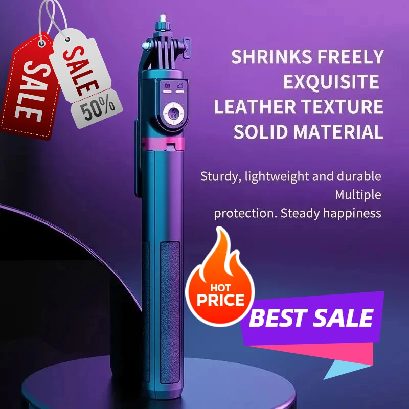 

P220/P225 Extended 2.2M selfie stick tripod phone holder with wireless Bluetooth remote control and fill light for selfie stick