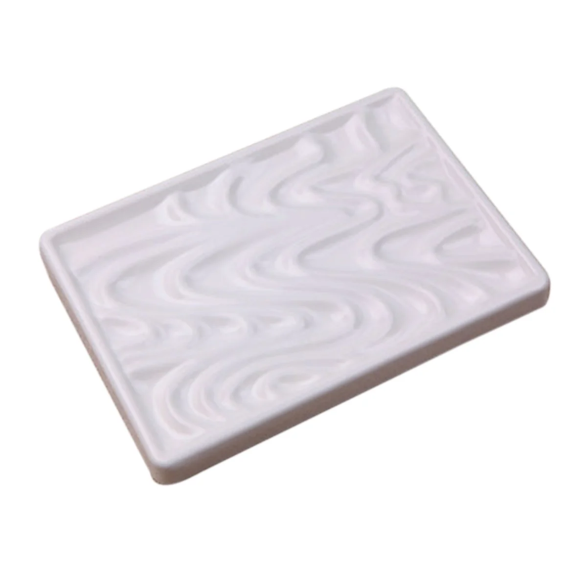 

Wave Ripple White Rectangular Imitation Ceramic Palette Easy Clean Smooth Edges Painting Mixing Board Art Supplies