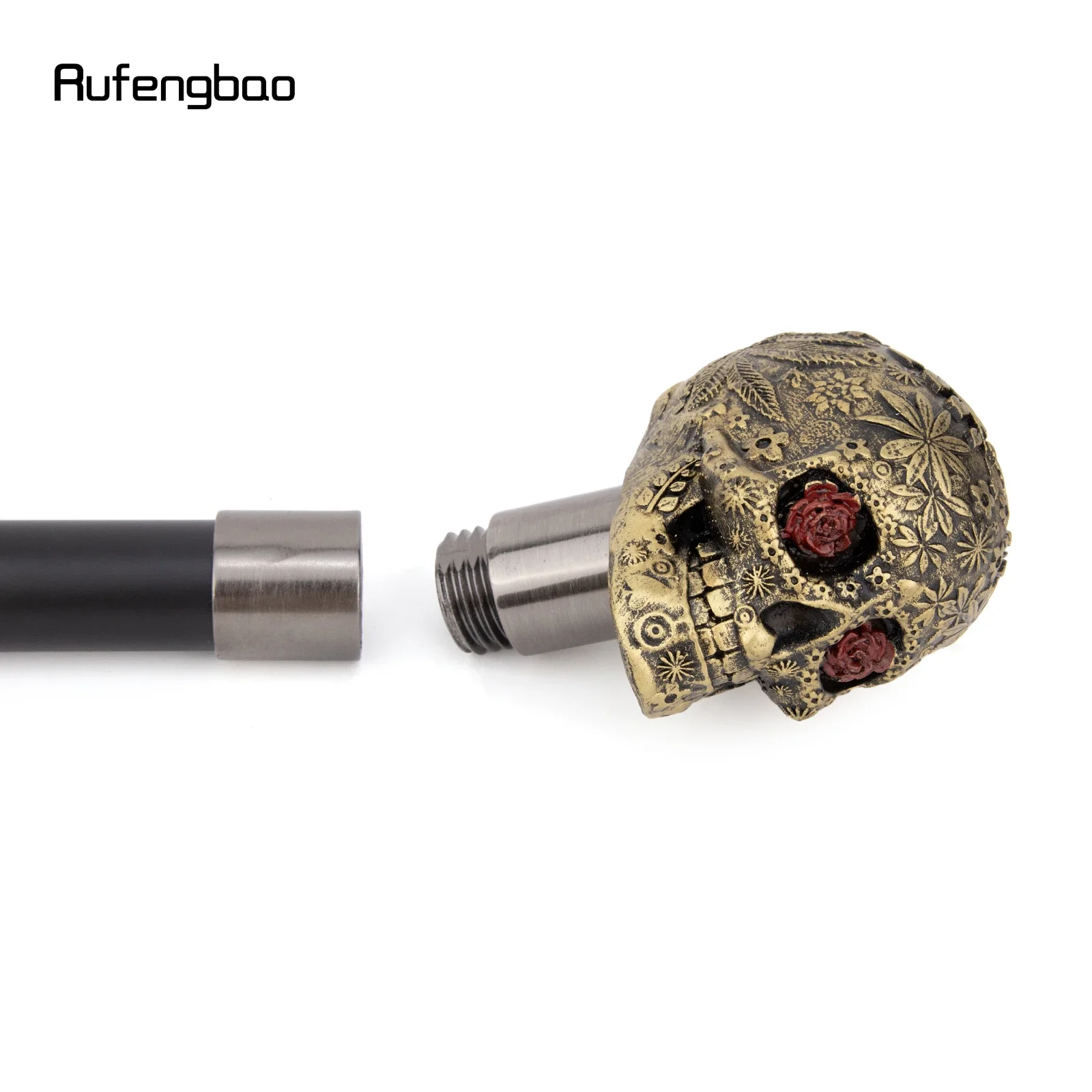 Yellow Resin Flower Skull Head Walking Cane Stick Cosplay, Steampunk Everyday Use with Deluxe Box 94cm Performance Stage Cane