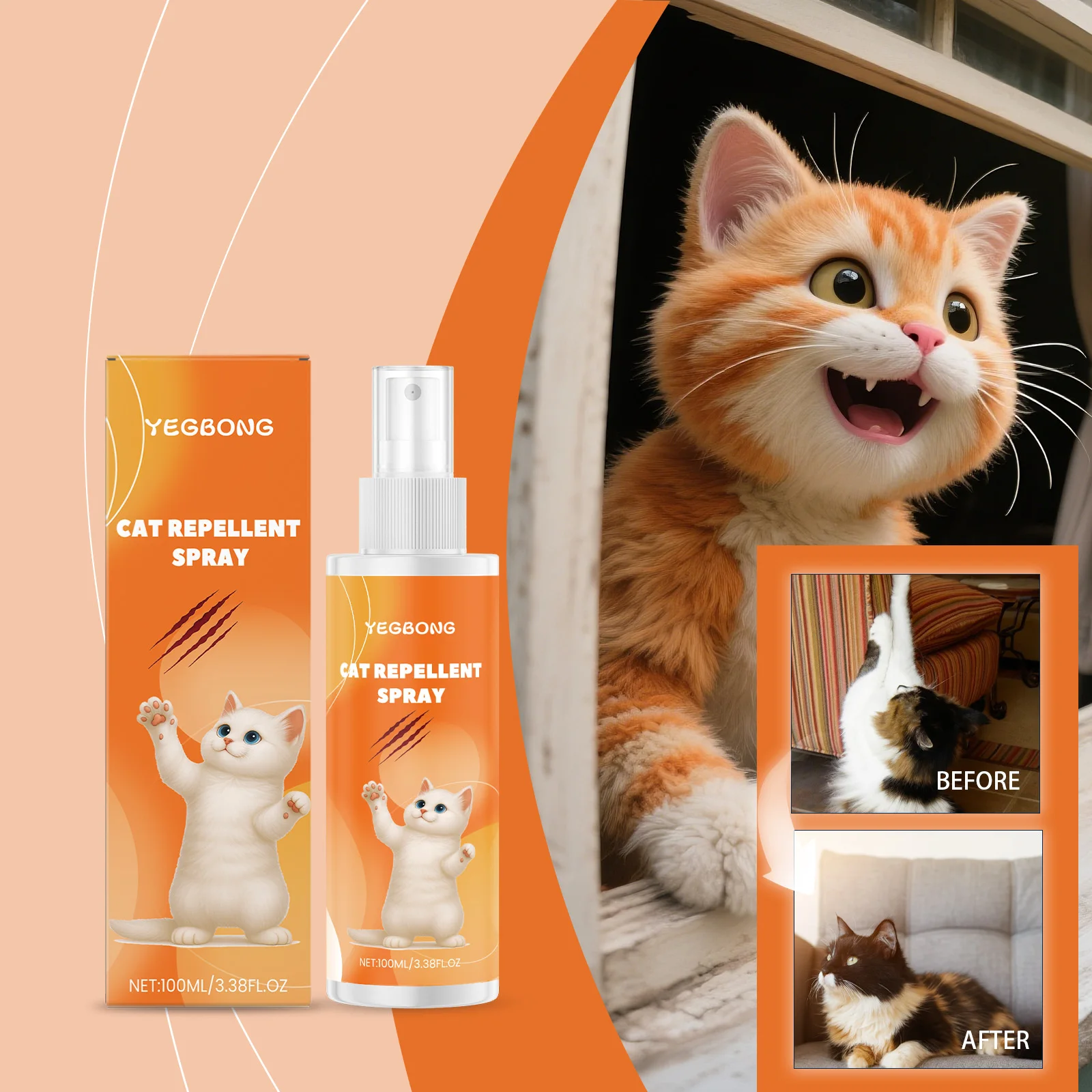 Cat Repellent Spray Cat Training Aid Mild Cat Scratch Stopper for Furniture Sofa Carpet Leather Wood Pet Scratch Deterrent Spray