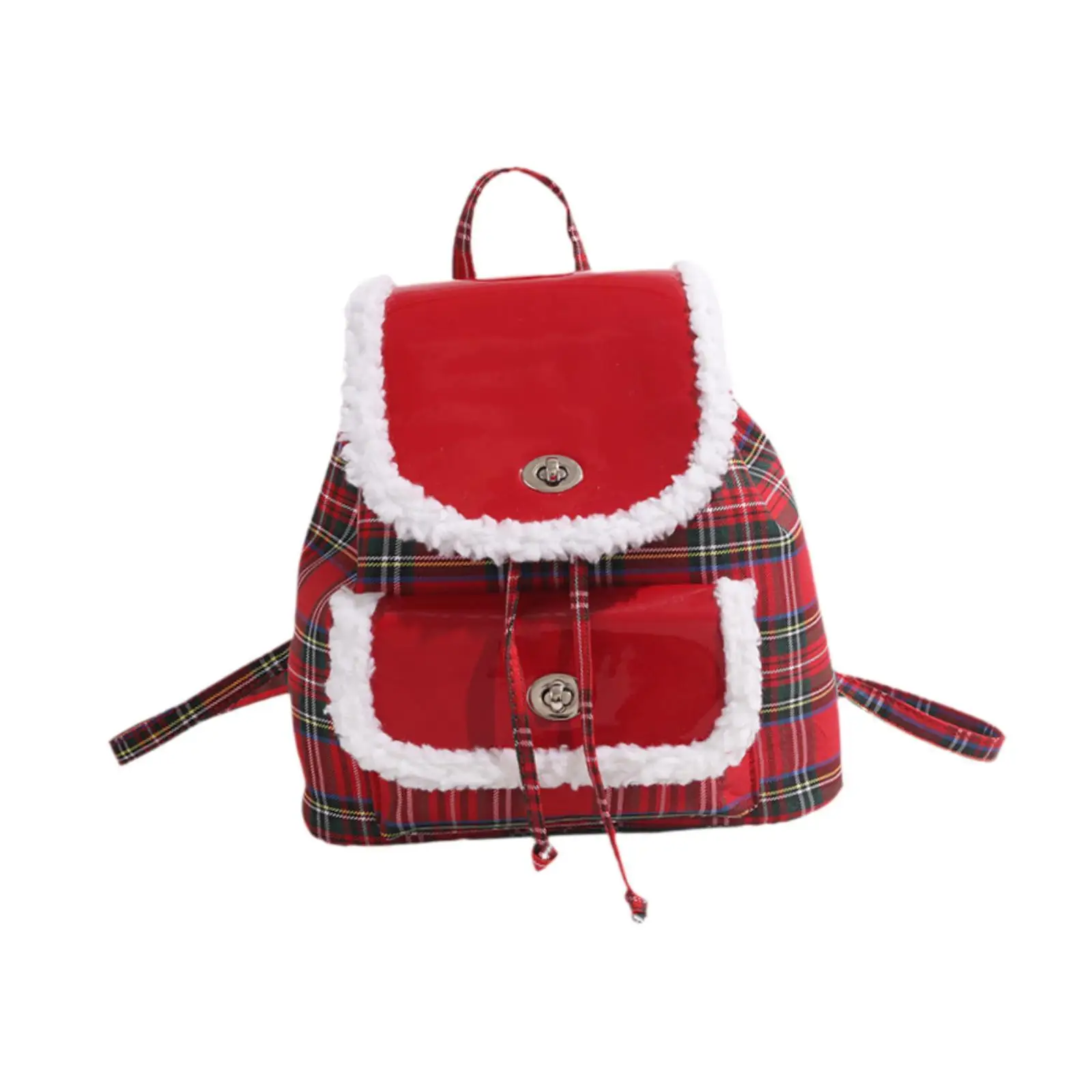 Red Plaid Backpack Fashion Knapsack Drawstring for Shopping Festive Traval Daily