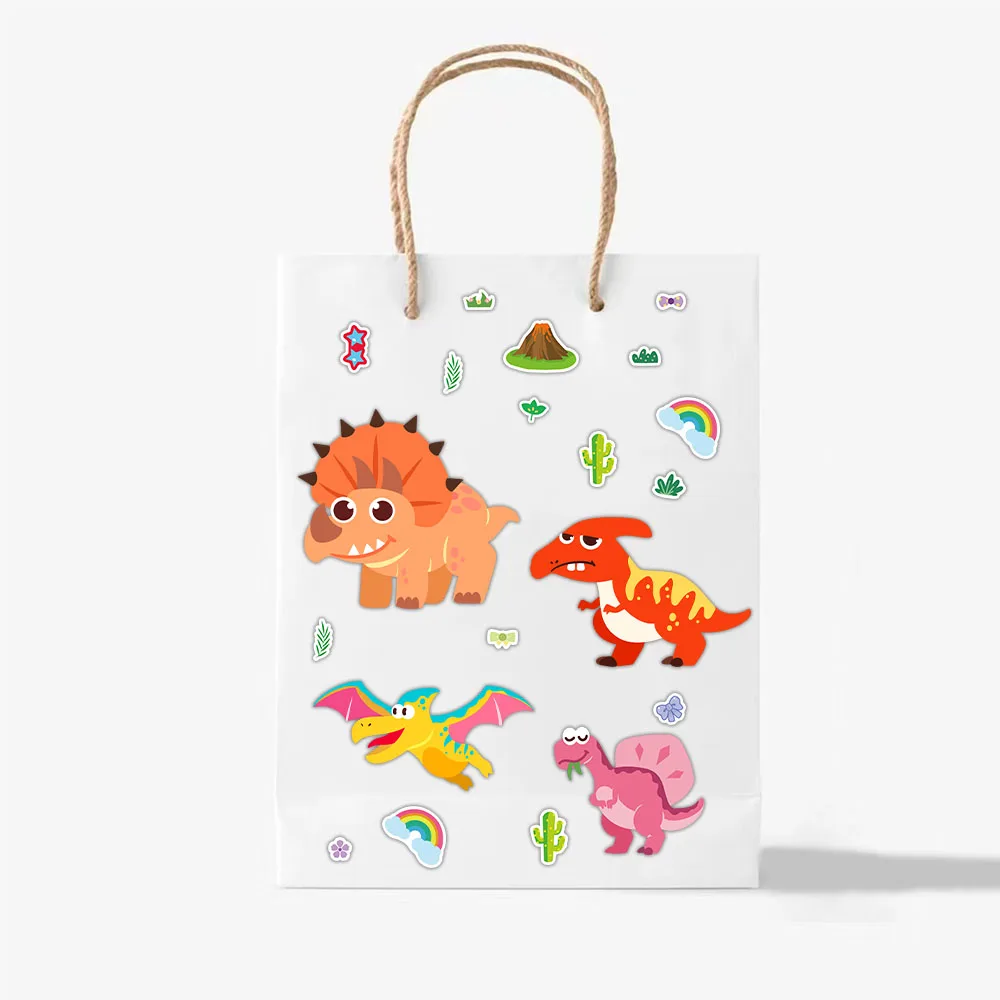 8 Uds. De pegatinas DIY de juguete Collage de dinosaurios bonitos de dibujos animados, equipaje, tableta, ordenador, altavoz, monopatín, pegatinas impermeables