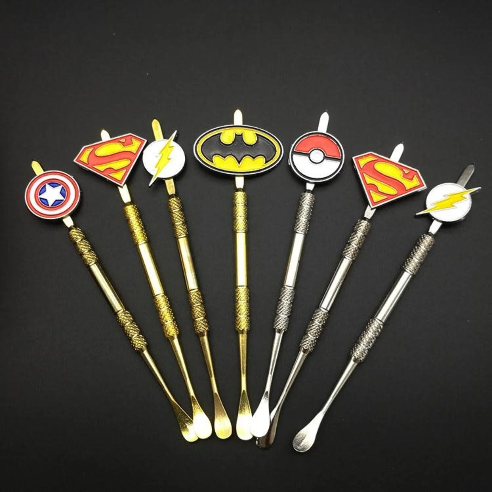 EVIL Cartoon Badge Stainless Steel Oil Burner Wax Tobacco Spoon Spatula Cleaning Stick Smoking Pipe Accessories view 6