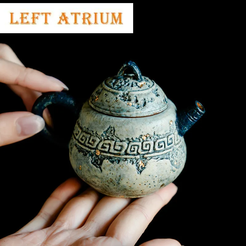

100ml Antique Gold Sprinkled Cloud Teapot Ancient Tea Infuser Pot Tea Maker Kettle with Ball Hole Drinkware Supplies Decoration