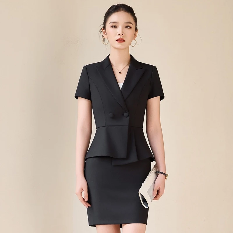 Gray short-sleeved suit for wo - Women'S Formal Wear Stores recension och pris