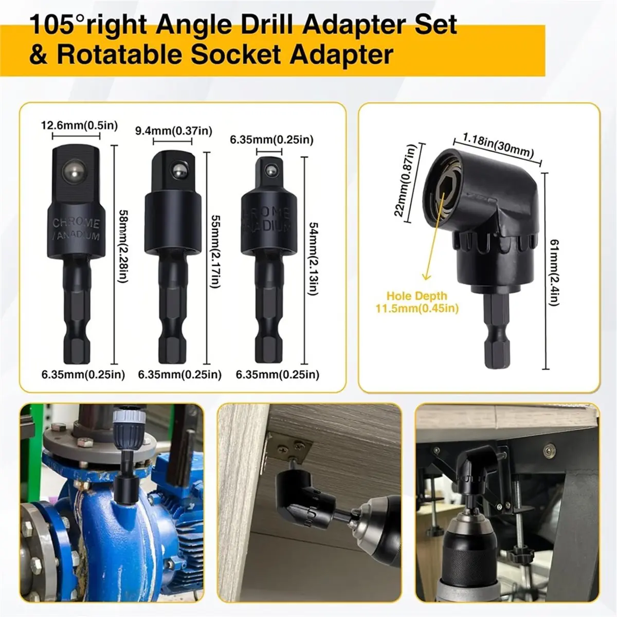 

38 шт. гибкие удлинители сверл, 105 шт. ° Угловая дрель, шестигранный адаптер, комплект удлинительных отверток с держателем бит