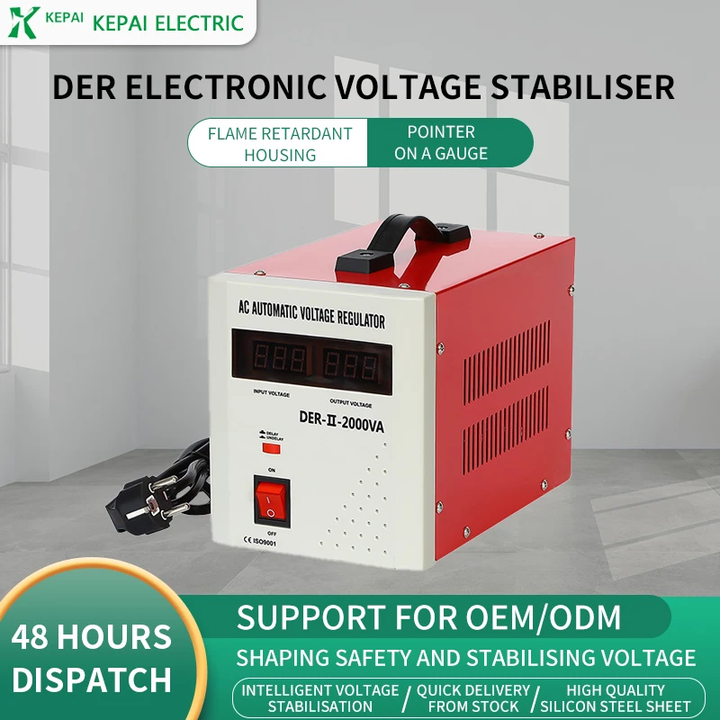 DER 2200W Single Phase LCD Display Voltage Relay Regulator 220V Stable Voltage Automat System Stabilizer 6