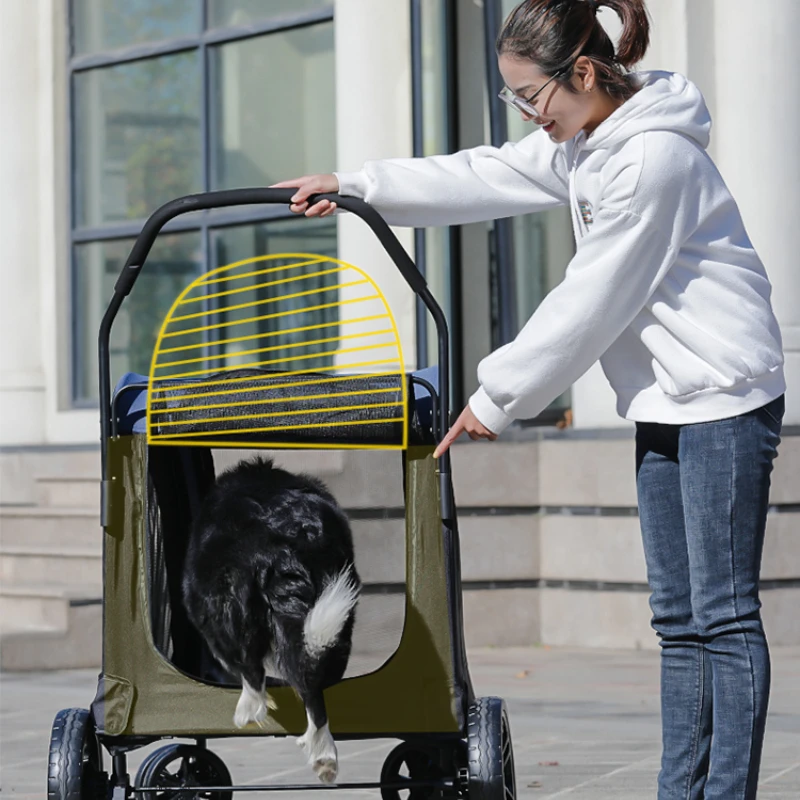 

Large Pet Trolley One-Click Folding Dogs and Cats Convenient out Stroller Dog Walking Car Lightweight Folding Pet Supplies