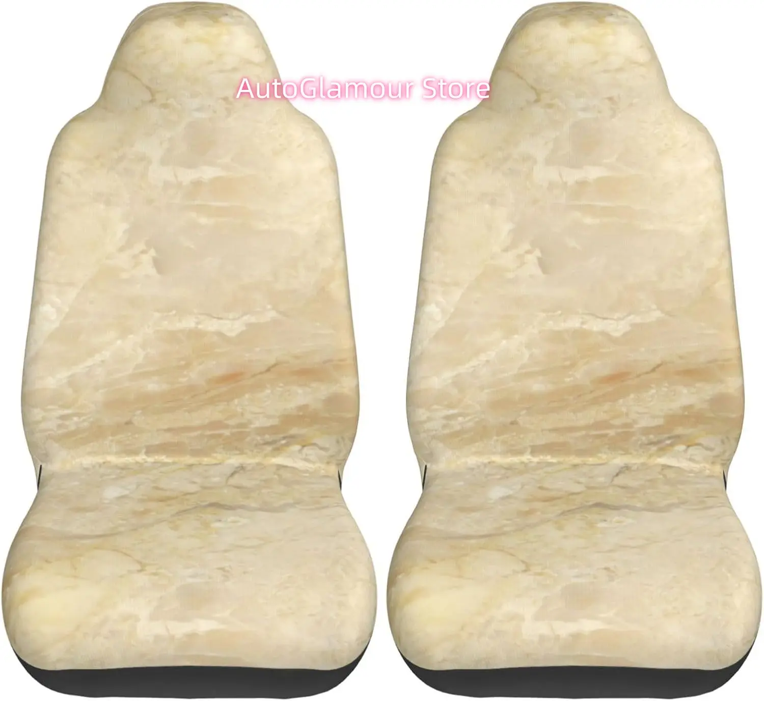 Decorator Beige Granite Stone Look Light 2-Piece   Seat Cover Complete Set - Elastic Seat Protection Cover for Cars