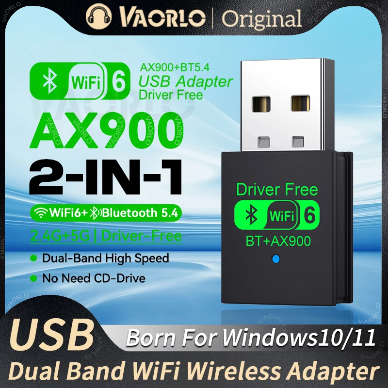 

AX900 WIFI6 USB-адаптер 2 в 1 Bluetooth 5.4 двухдиапазонный 2.4G и 5GHz 900Mbps WiFi 6 802.11AX высокоскоростной мини беспроводной сетевой приемник-ключ для ПК ноутбука WIN 10/11 драйвер бесплатно