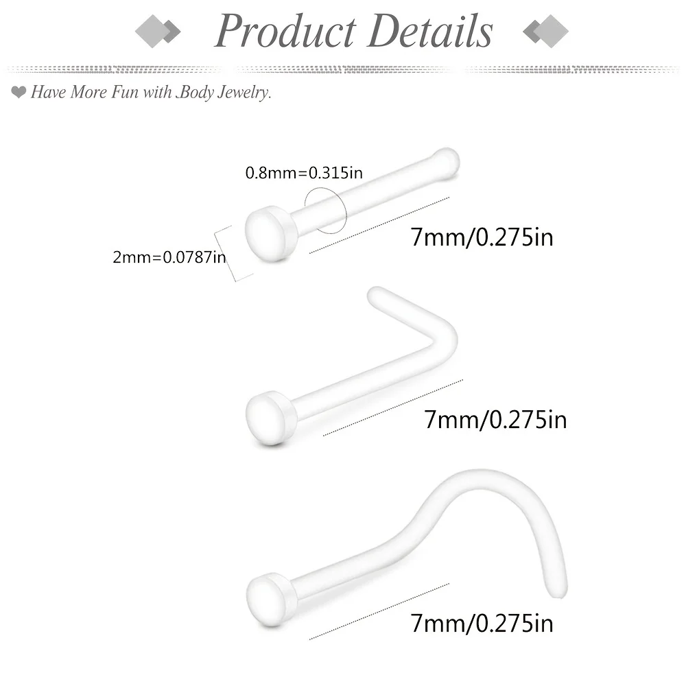 Clear Nose Ring Bioflex Stud Retainer