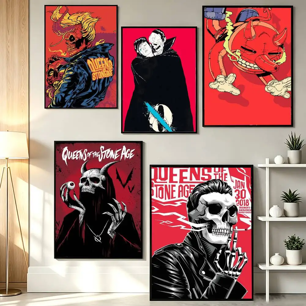 QOTSA Q-Queens of the Stone Age Poster HD Self Adhesive Waterproof Wall Art Ideal for Home Office Dorm Gift