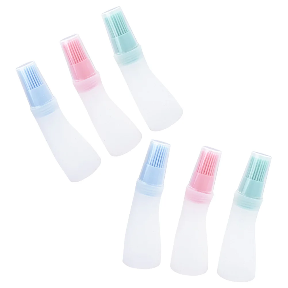 

6pcs Silicone Oil Bottle Brush Sturdy Dustproof Transparent Kitchen BBQ Party Buffet Oil Soy Sauce Vinegar Storage Containers