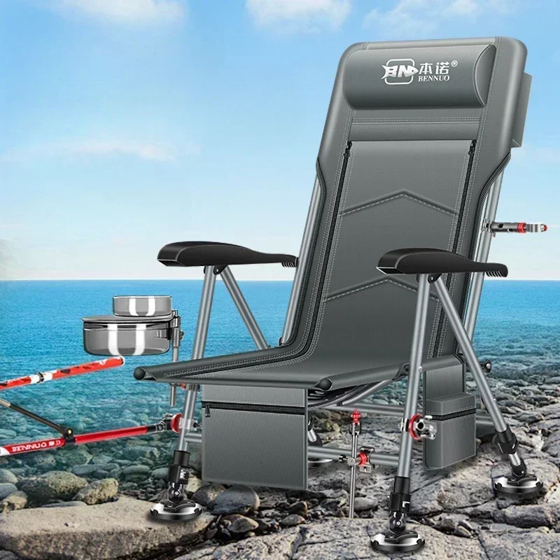 European Style All Terrain Folding Fishing Chair New Adjustable Telescopic Wild Fishing Chair Outdoor Portable Lounge Chair