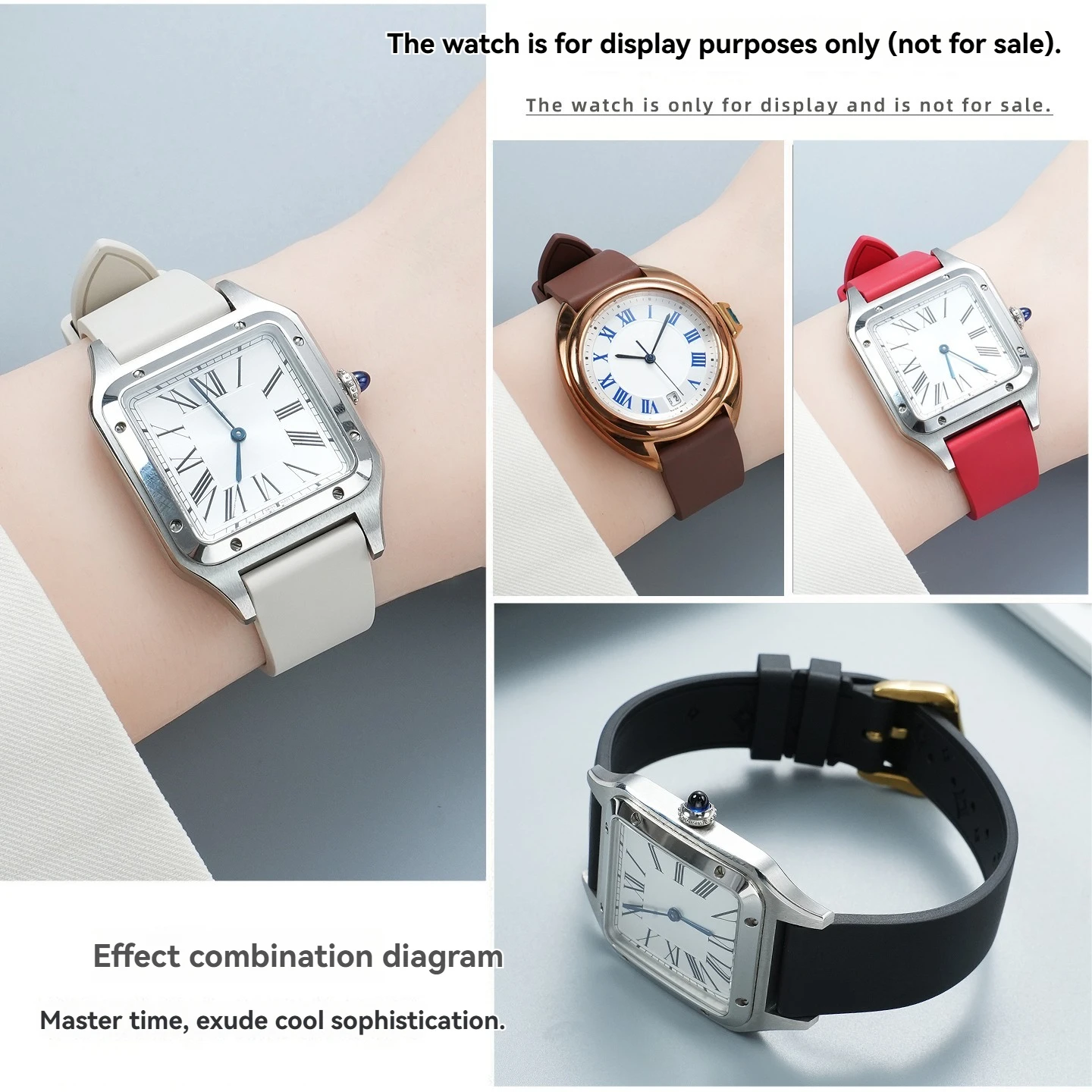 FKM Color Fluororubber Strap Replacement Cartier Solo Tank Key London Women's Small and Medium Watch Strap 18MM view 3