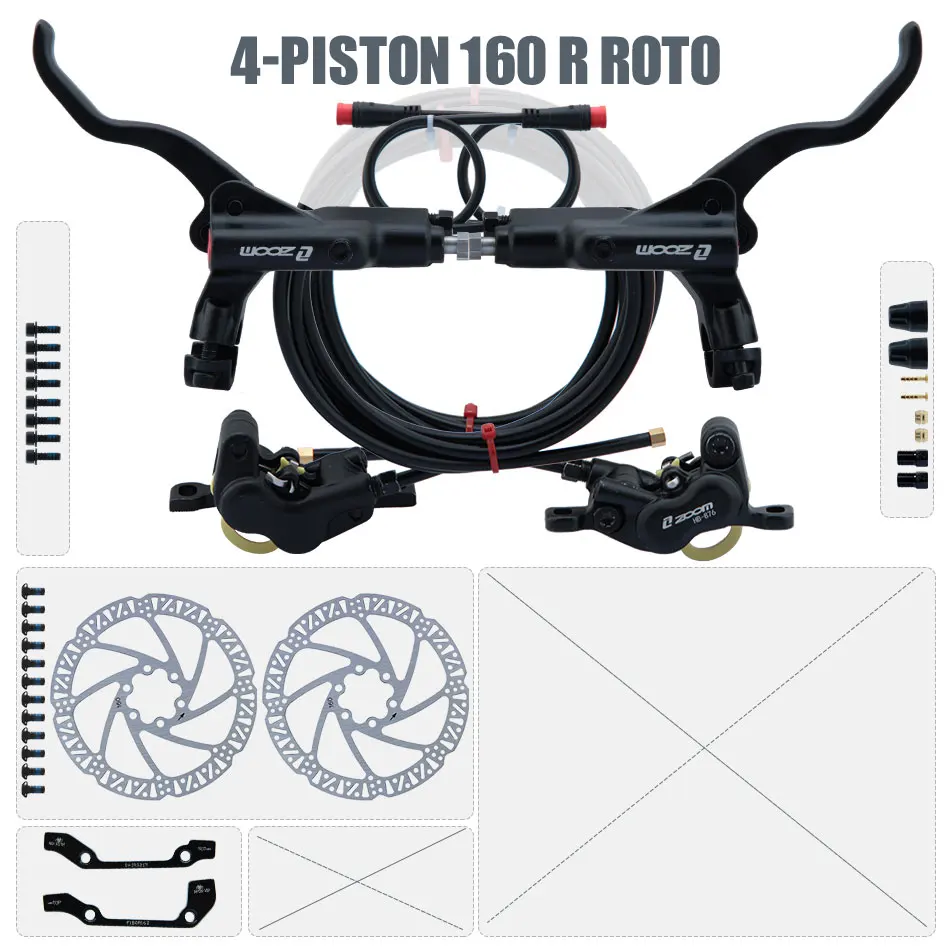 ZOOM HB-876E 4-zuiger schijf hydraulische rem elektrische scooter opvouwbaar 203 mountainbike uitschakelen zwart rood 160 e-bike fiets 180