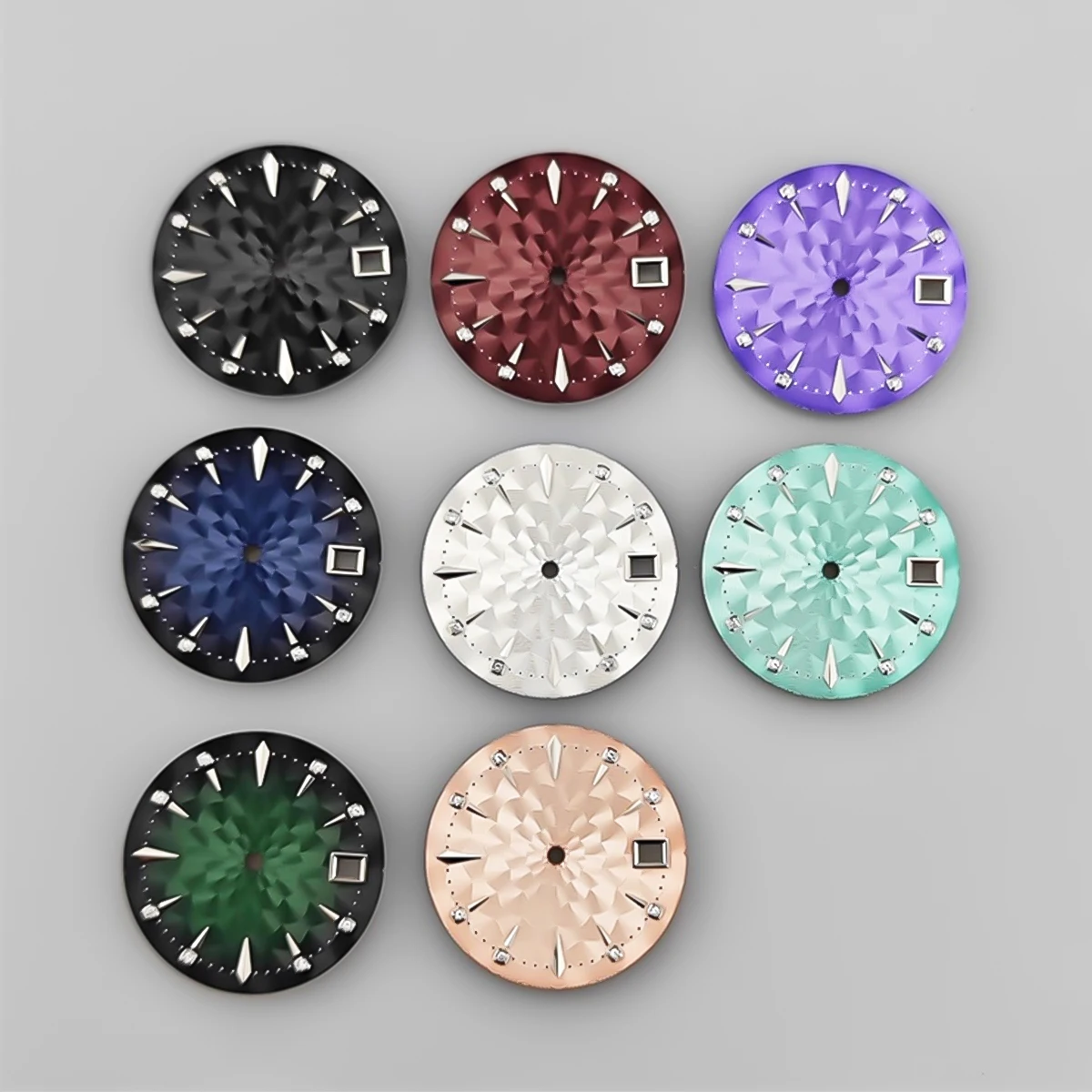 Watch Dial Radial Pattern Watch Faces with Diamond Scale Design Women's Surface Modified Accessories 29mm for NH35/NH36 Movement