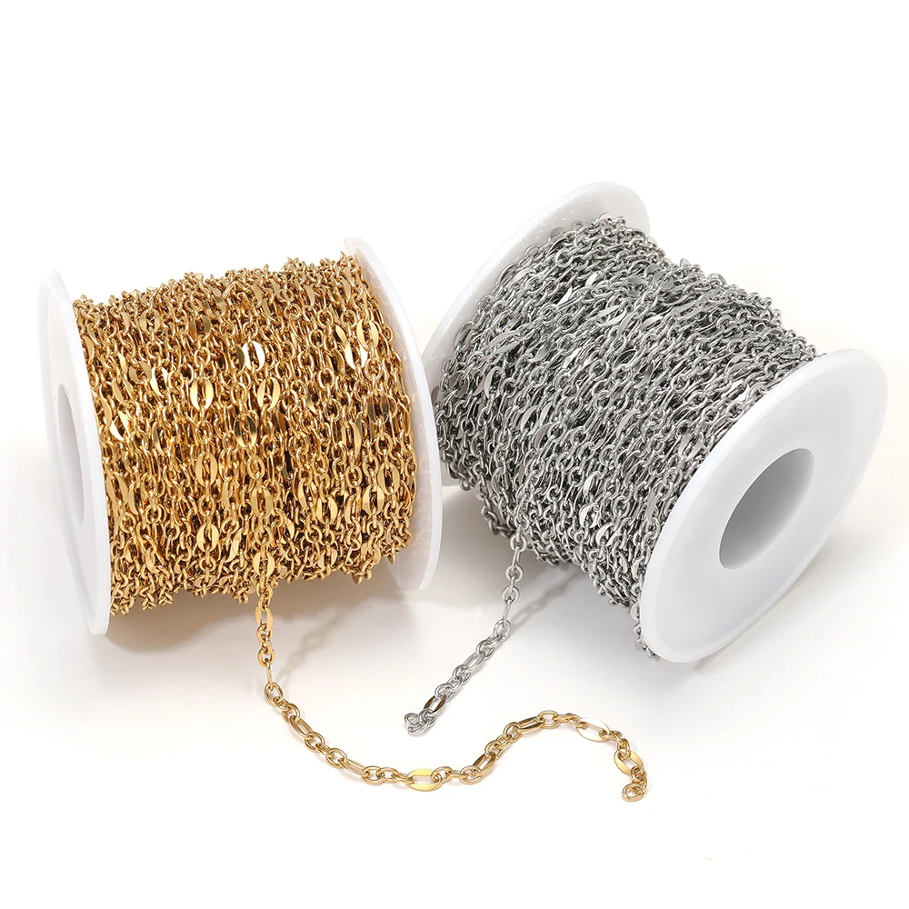 1 Meter 18K Gold Plated Stainless Steel 3:1 O Link Rolo Cable Chains for Necklaces Bracelets Making DIY Crafts Jewelry Supplies view 6