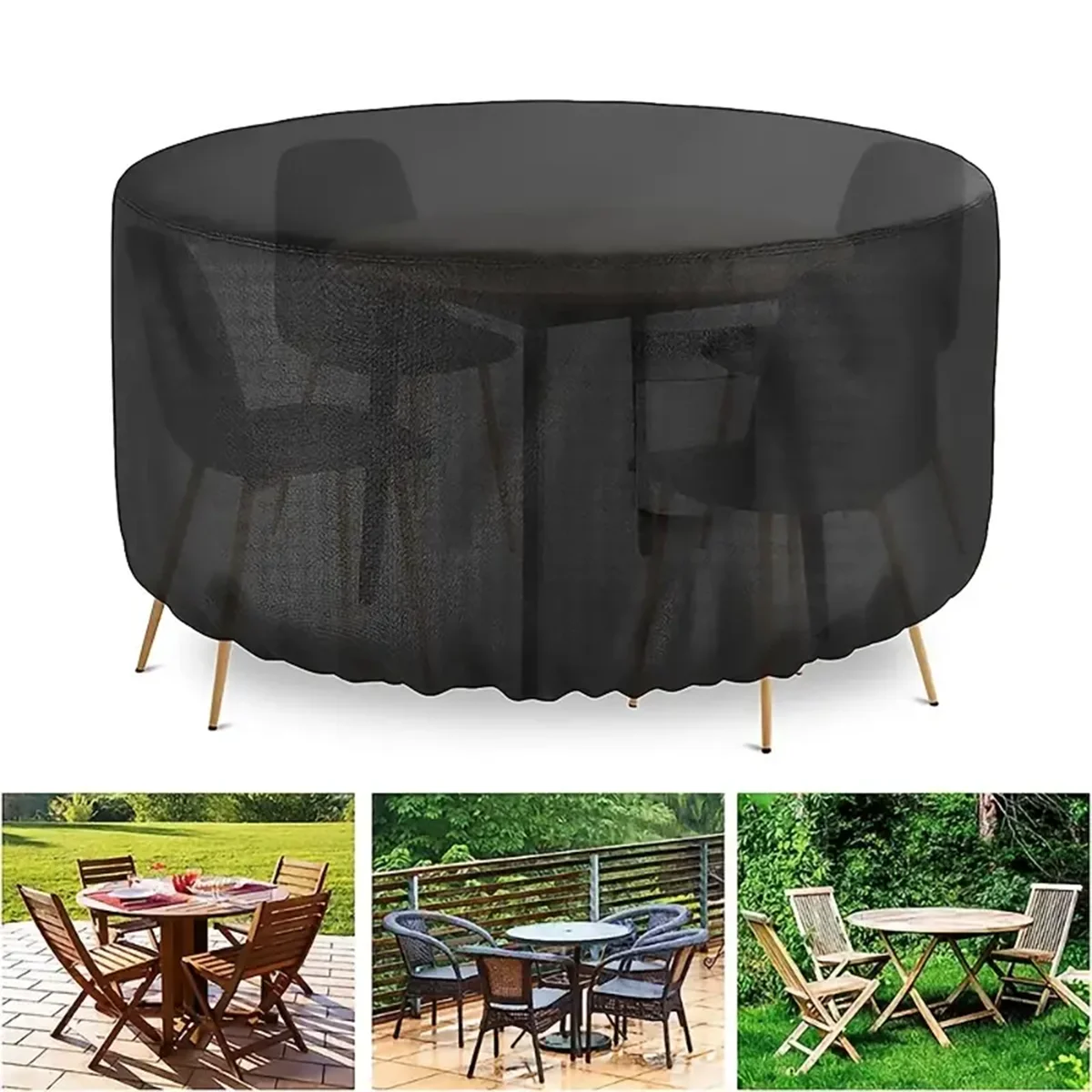 Waterproof Round Patio Furniture Cover, Round Patio Table & Chair Set Cover, Outdoor Patio Furniture Cover