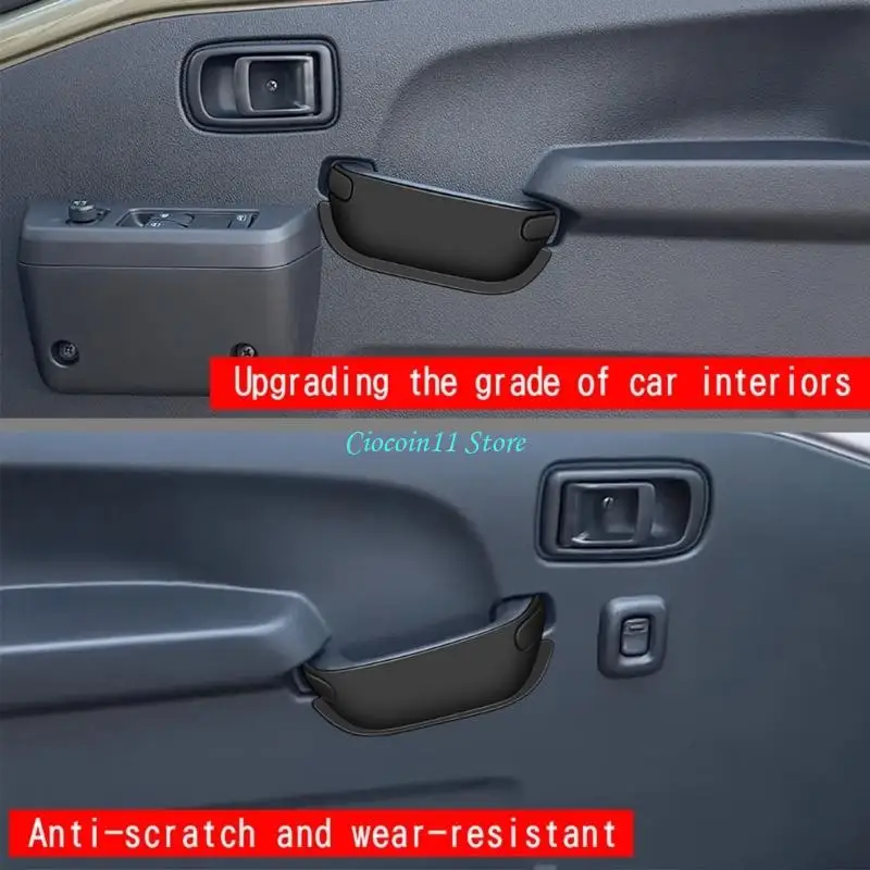 Y1UB Interior Door Handle Storage Pockets for 2021 Hijet, 2 Black ABS Open-Top Inserts That Preserve Normal Handle Access and