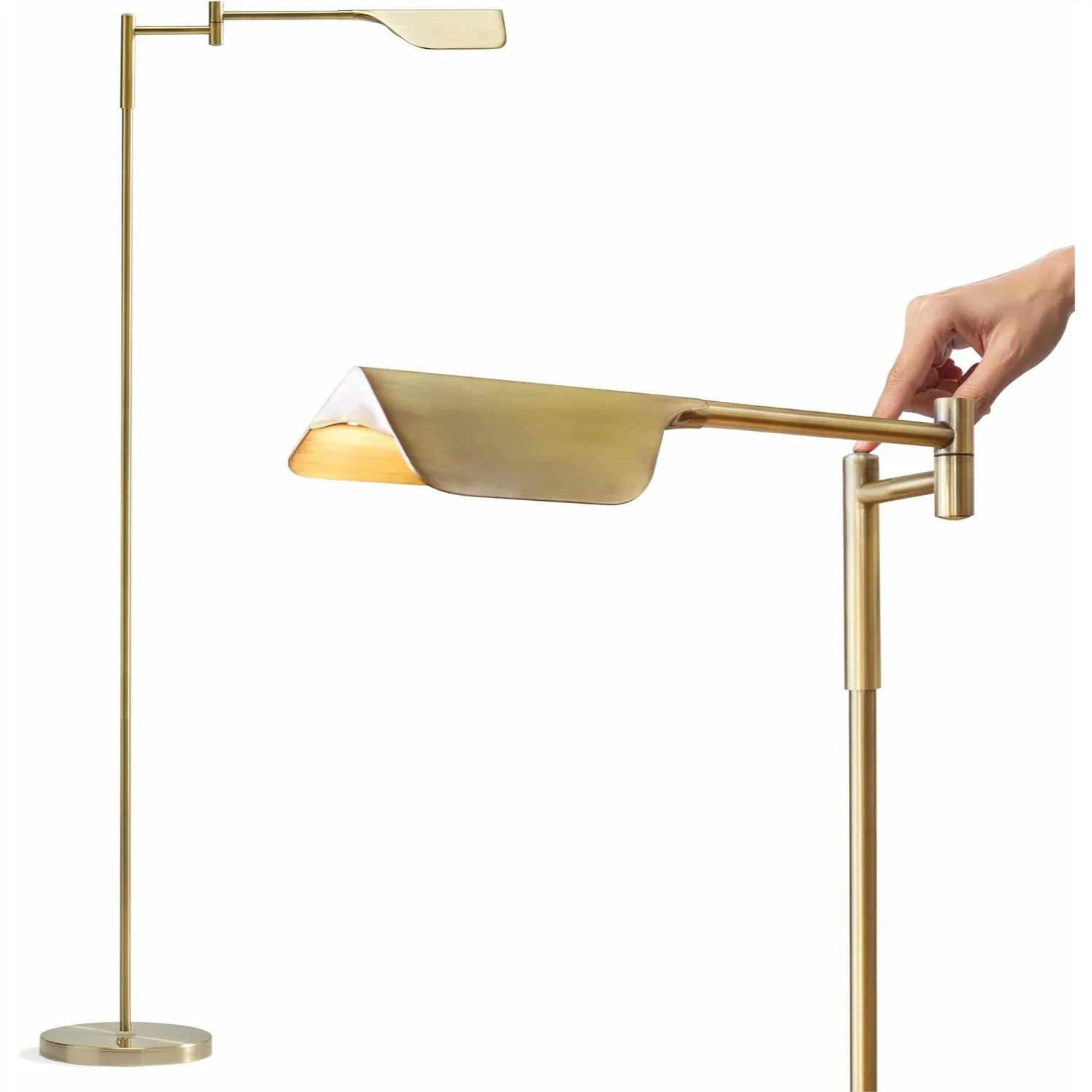 

LED Pharmacy Floor Lamp, Dimmable Reading Lamp with Adjustable Arm, 3-Way Brightness, 20-Year Lifespan, Over Chair for Living
