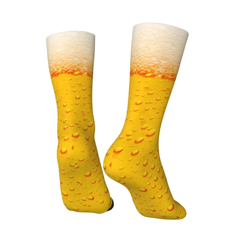 Men's Funny Beer Texture Crew Socks, Unisex, 3D Print, Vestido