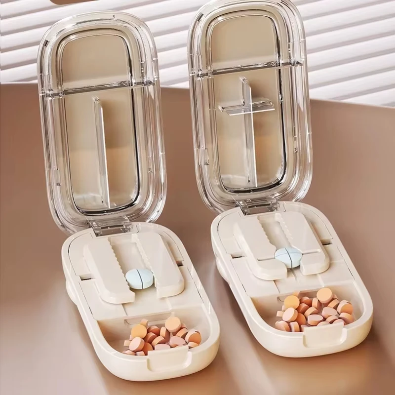 The Best New Quartering Pill Cutter Storage Box Portable Drug Tablet Medicine Dustproof Divider Organizer Crusher Pill Cutter