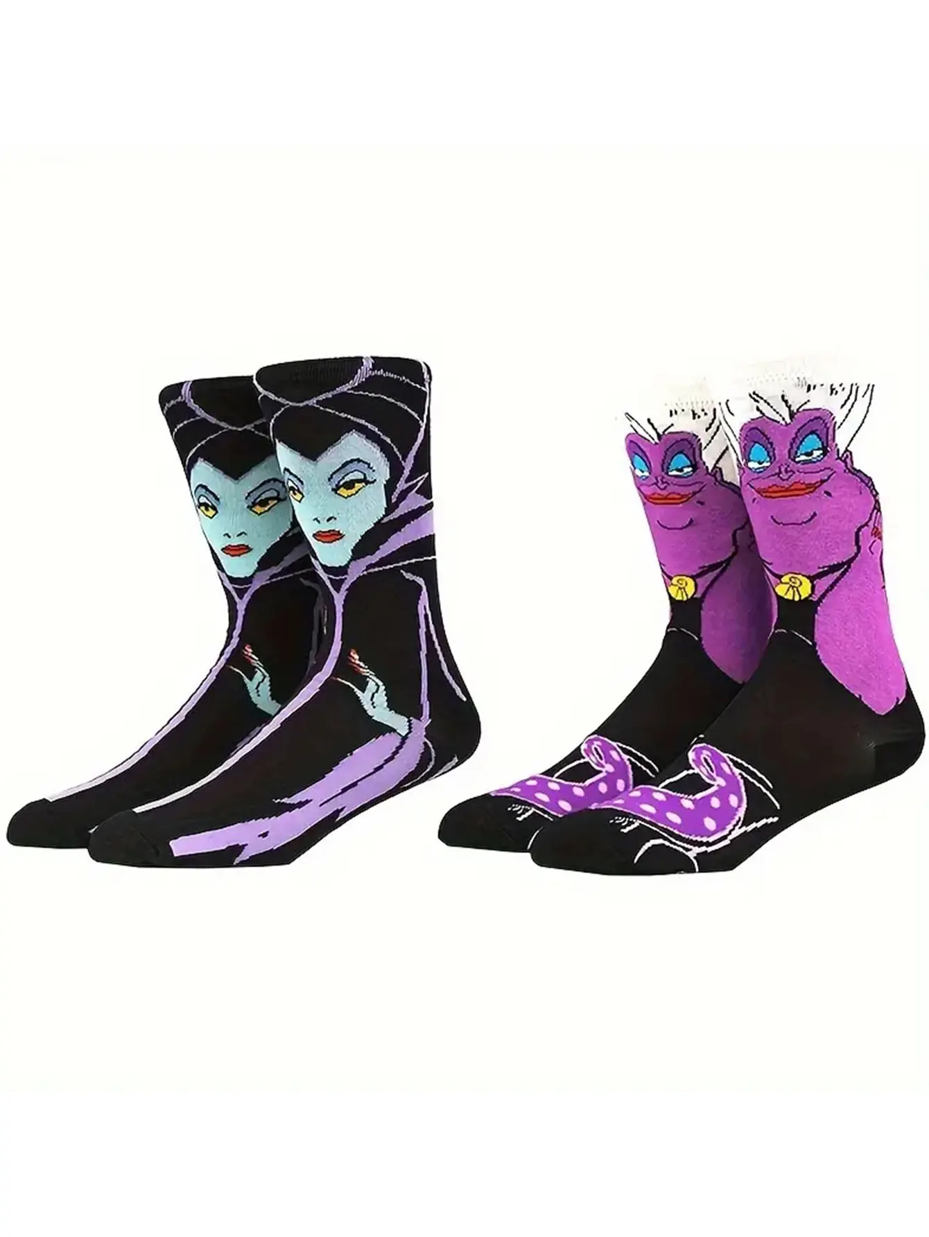 1/2 pairs of soft Snow White Image Comfortable cartoon crew socks Deodorant, sweat wicking, breathable, stylish Halloween style