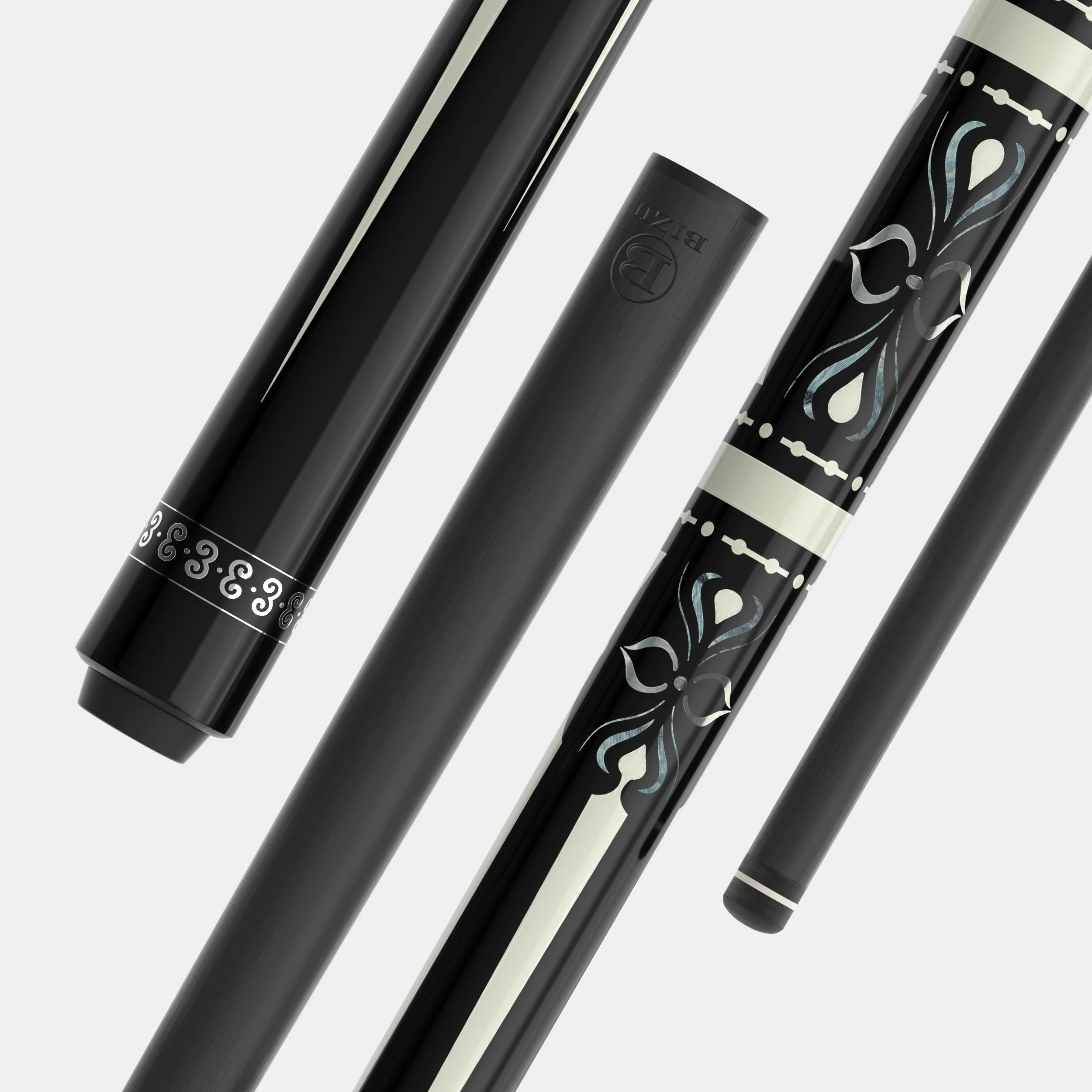 BIZU Moon Speed 58 Inch Carbon Fiber Pool Cue Stick Elegant Design 3/8'x8' Joint Radial Pattern Durable for Billiard Players