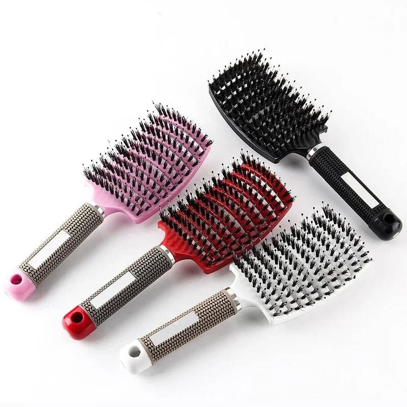 Hair Scalp Massage Comb para Mulheres, Cerdas, Nylon Hairbrush, Wet Curly Detangle, Escova para Salão, Barbeiro Cabeleireiro, Styling Tools