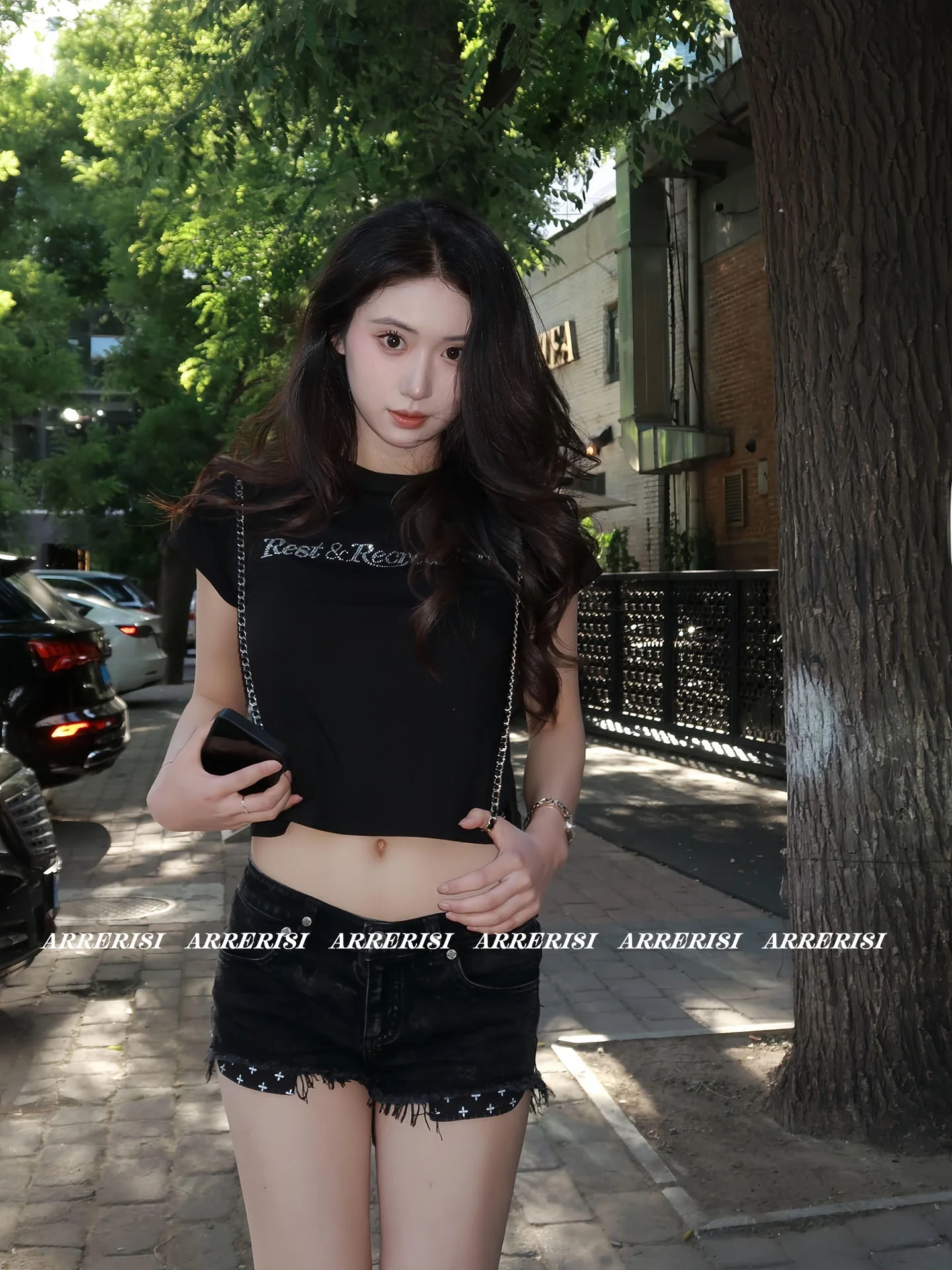

Goddess Style Ultra-Low Waist Lightning Design Cotton Denim Shorts Versatile Sexy Spring Fashion Ladies Workwear Pants