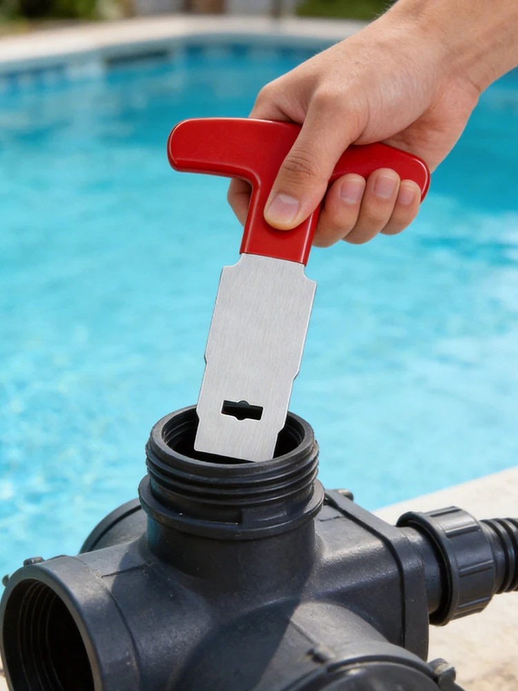 Stainless Steel Pool Plug Removal Tool with Handle Grip Pool Eyeball Seat Removal Tool Rustproof for Above Inground Pools