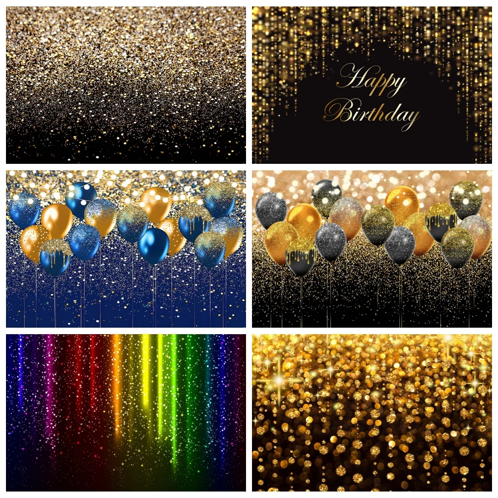 Gold Glitter Bokeh Photography Backdrop Black Golden Shiny Dot Birthday Party Baby Photocall Background for Photo Studio