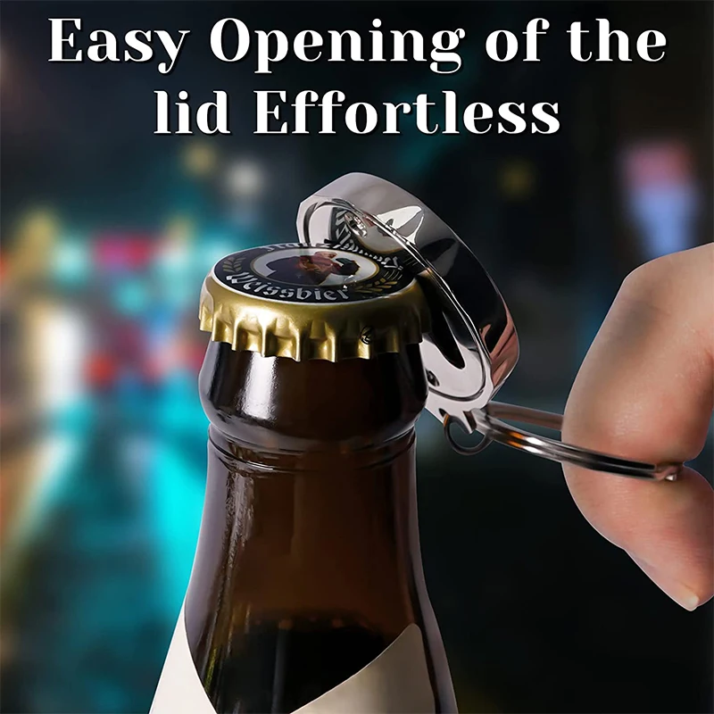 50Pcs Beer Bottle Cap Opener Keychain Metal Car Key Chain Round Simple And Stylish Portable Bottle Opener