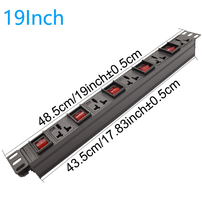 19 inch PDU 1U Network Cabinet Rack Power Strip Distribution 16A Universal Outlets Break Switch EU/UK/US/AU Plug Socket 2m Cord