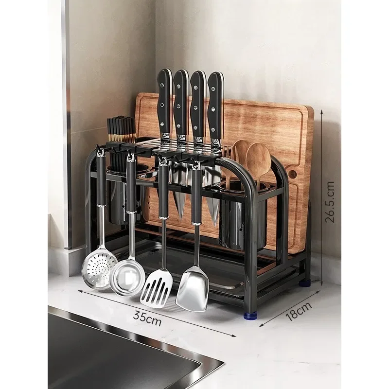 رف سكاكين المطبخ متعدد الوظائف سكين المطبخ المنزلي غطاء وعاء قطع المجلس عيدان كونترتوب أواني تخزين الرف #4