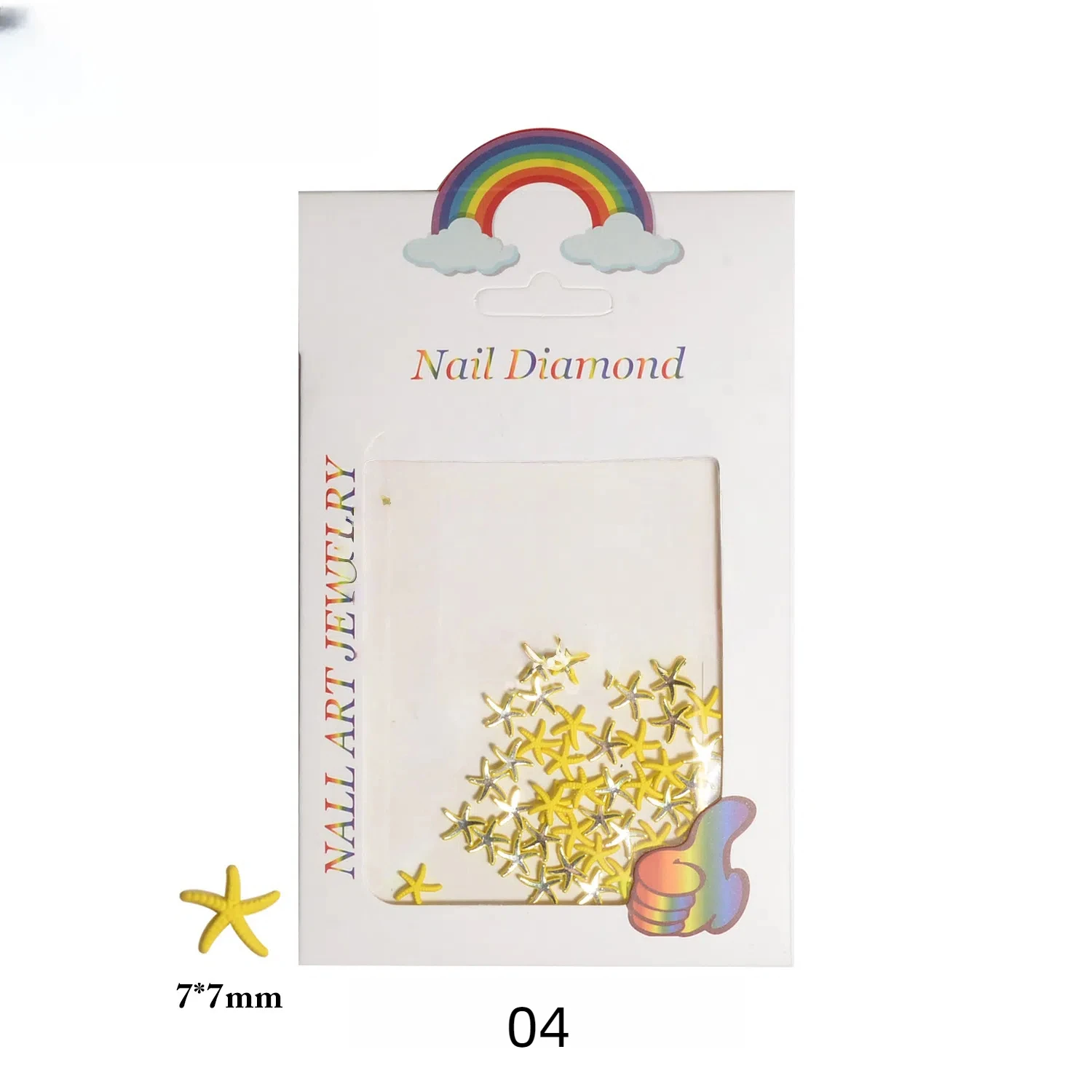 50 pçs/saco tema oceano 7x7mm 3d estrela do mar jóias de unhas liga colorida metal cinco pontas diy acessórios de unhas