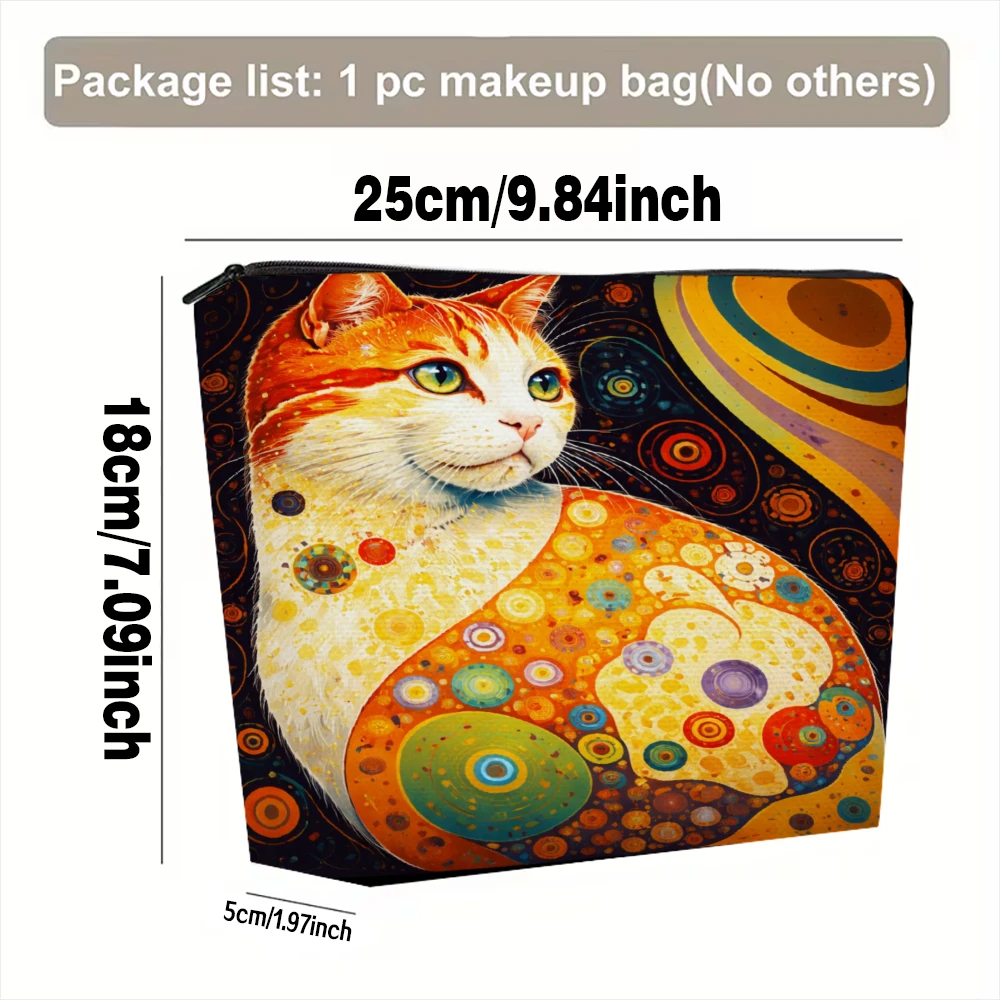 Colorful Cat Abstract Pattern Art Makeup Bags for Girls Cosmetic Pouch Toiletry Bag Pencil Case Travel Storage