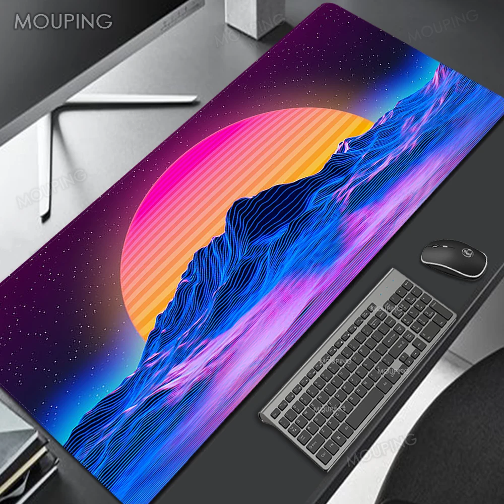 Vaporwave Deskpad Office Protector Gaming Office Decoration Rgb Mouse Pad Gamer 90x40 Mause Pad 80x40 Mousepad Retro Carpet Blue