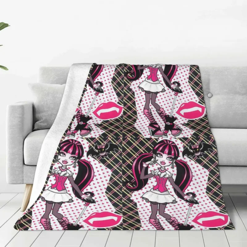 Draculaura Gothic Vampire Blanket Monster High Flannel Throw Blankets Bed Sofa Portable Soft Warm Bedspreads