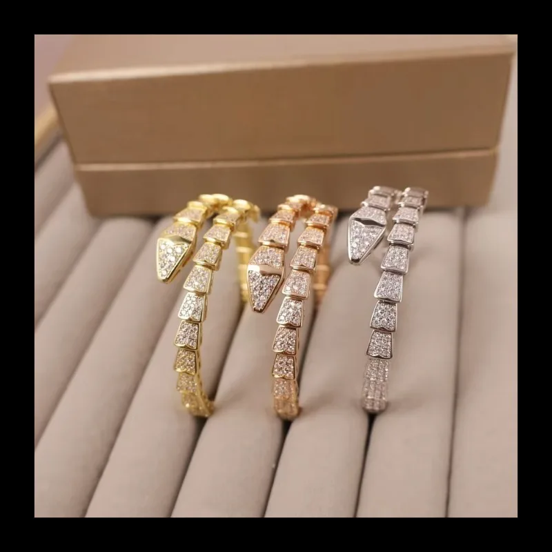 سوار ربيعي على شكل عظمة الثعبان الماسية بالكامل مع نمط أنثوي وسوار افتتاح اعوج أوروبي وأمريكي متعدد الاستخدامات #2