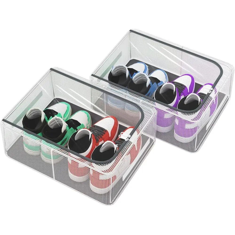 Cajas de Almacenamiento Apilables con Tapas Transparentes, Contenedor de Almacenamiento para Armario de 15.8 Pulgadas con Metal para Zapatos, Botas ﻿ Zapatillas deportivas (paquete de 2, 19Qt,